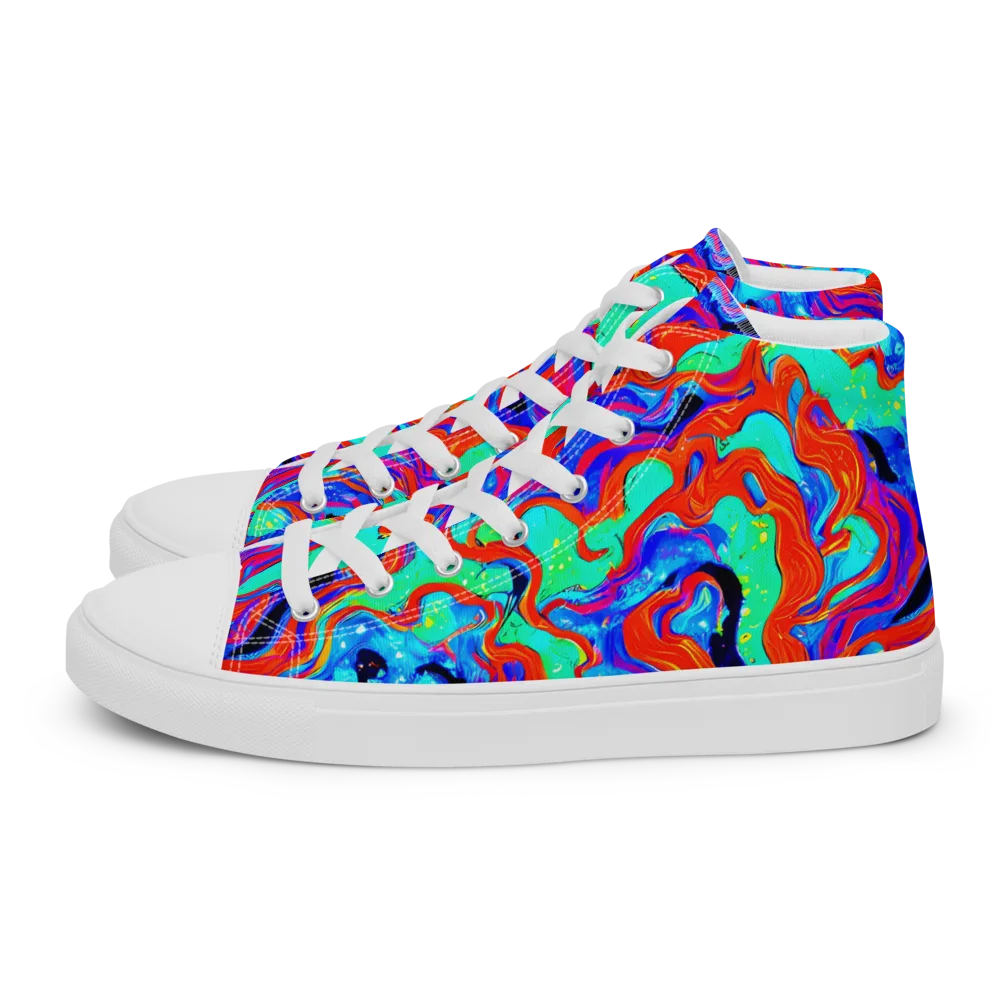 Flame Current on Men's High Top Canvas Shoes — Left