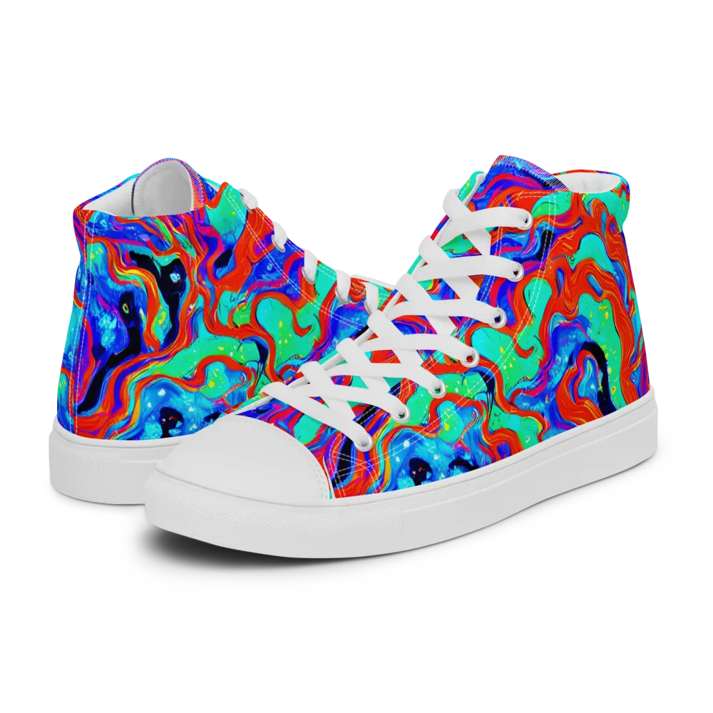 Flame Current on Men's High Top Canvas Shoes — Left