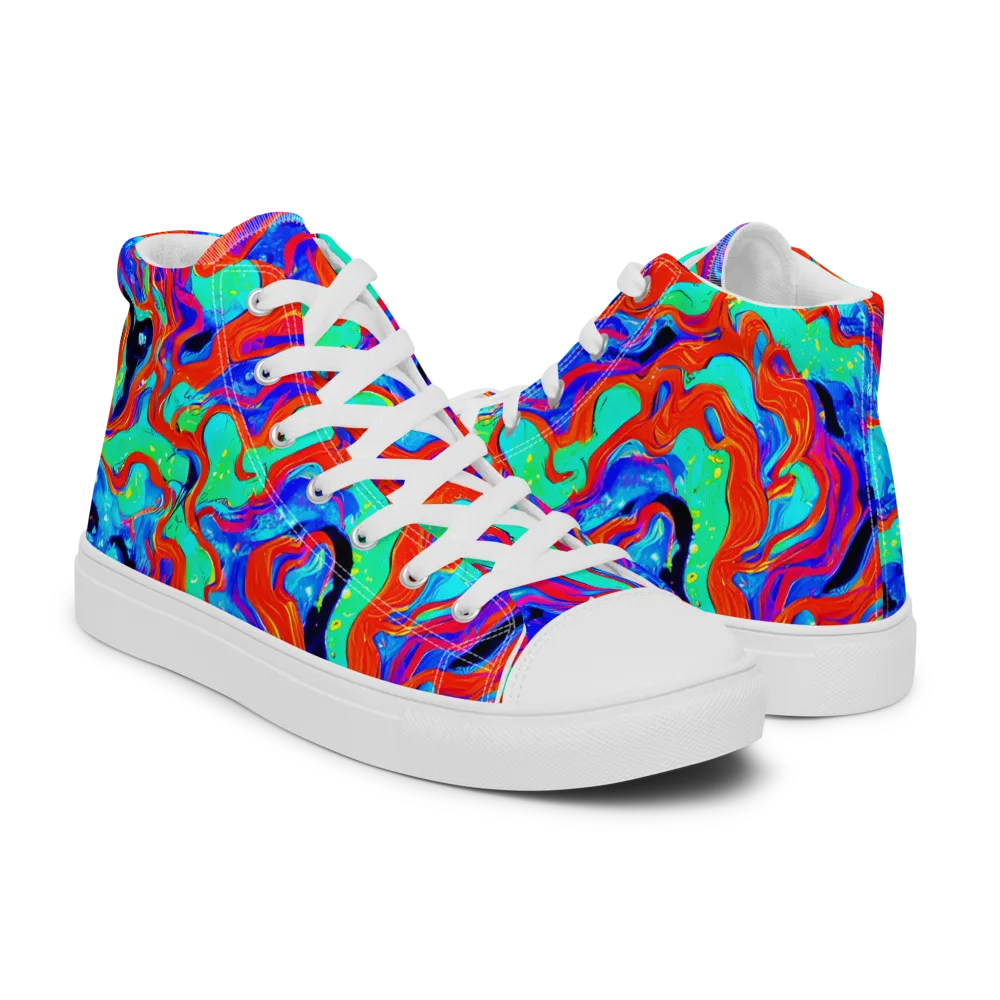 Flame Current on Men's High Top Canvas Shoes — Right