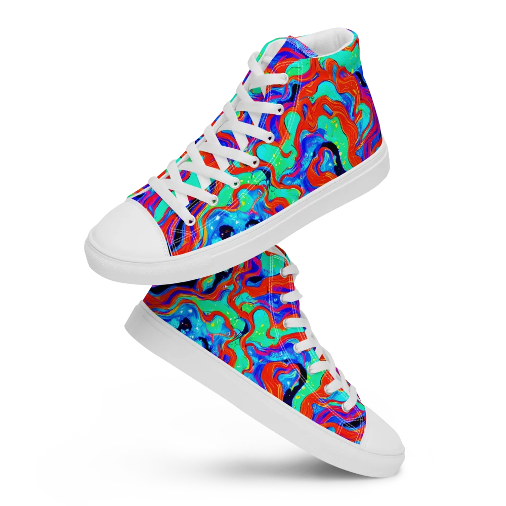 Flame Current on Men's High Top Canvas Shoes — Front