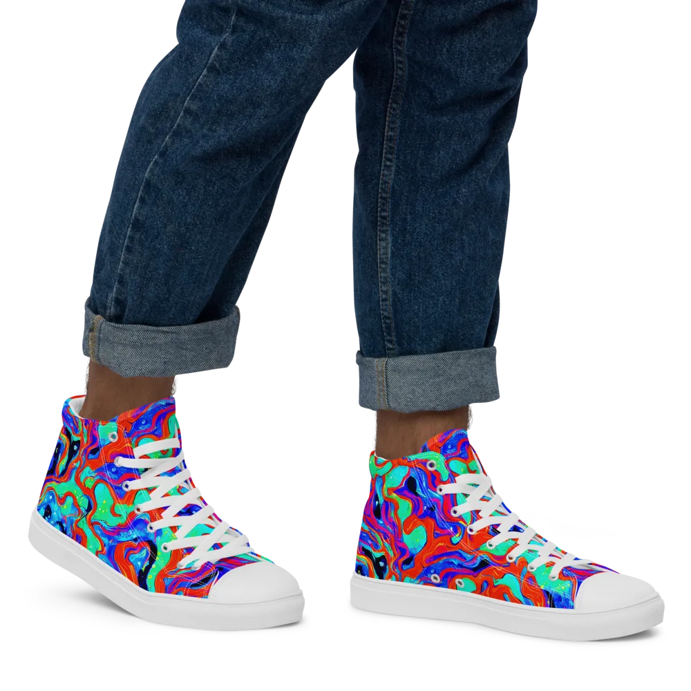 Flame Current on Men's High Top Canvas Shoes — Right