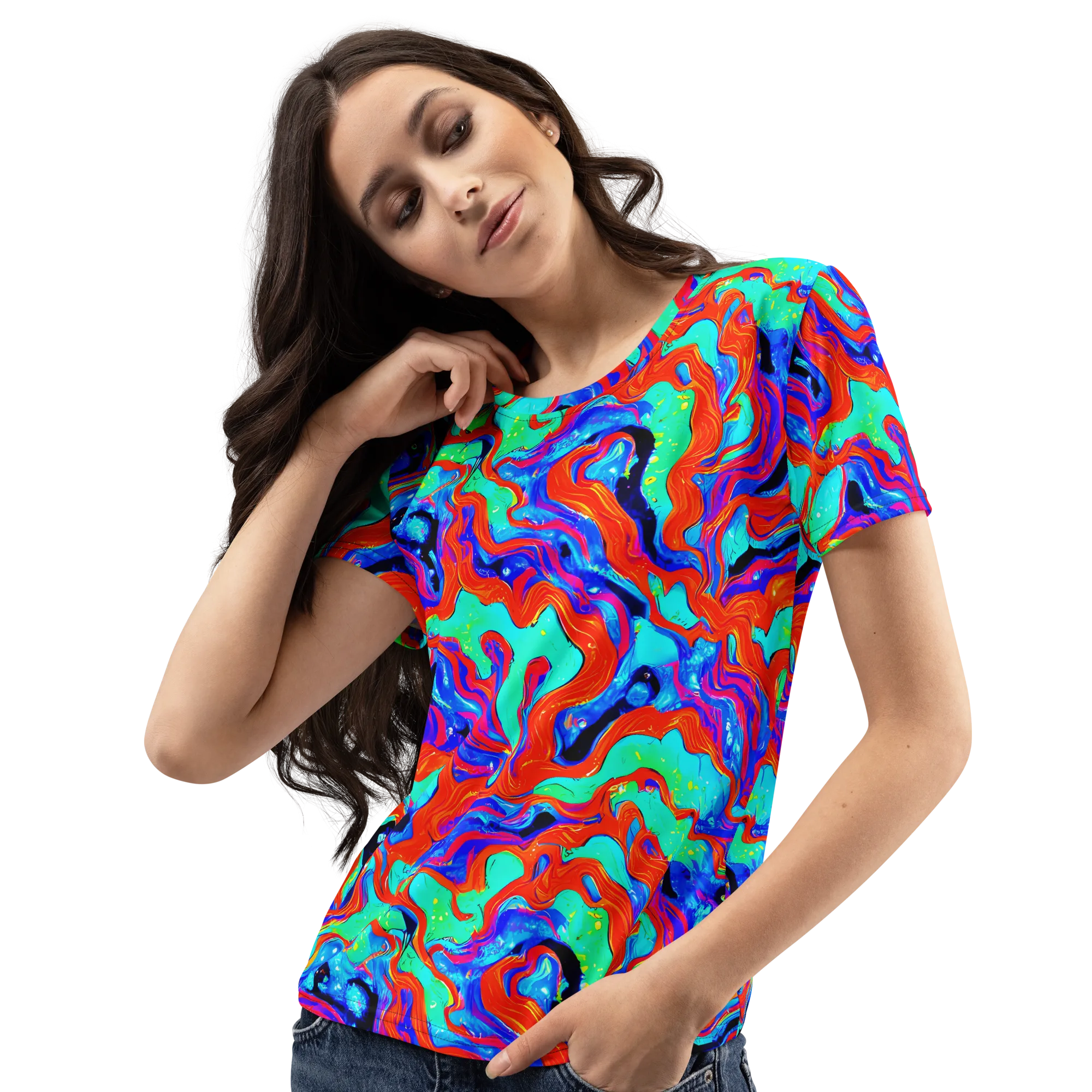Flame Current on Women's Crew Neck T-Shirt — Left Front