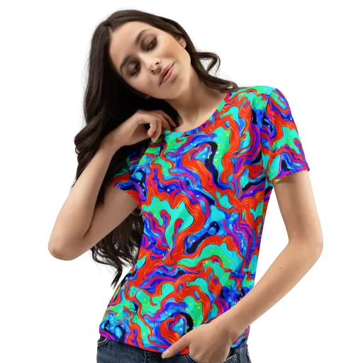 Flame Current on a Women's Crew Neck T-Shirt