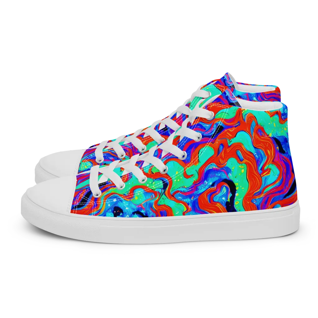 Flame Current on Women's High Top Canvas Shoes — Left