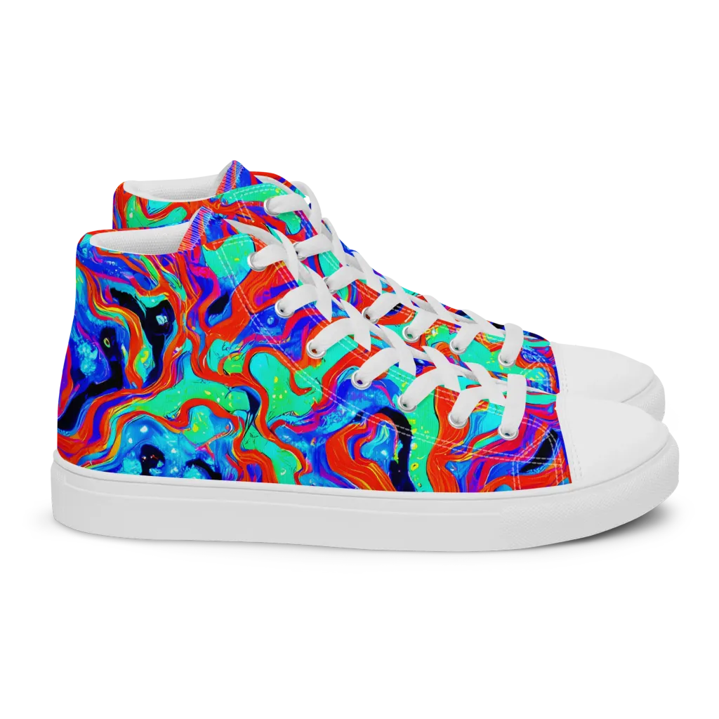 Flame Current on Women's High Top Canvas Shoes — Right