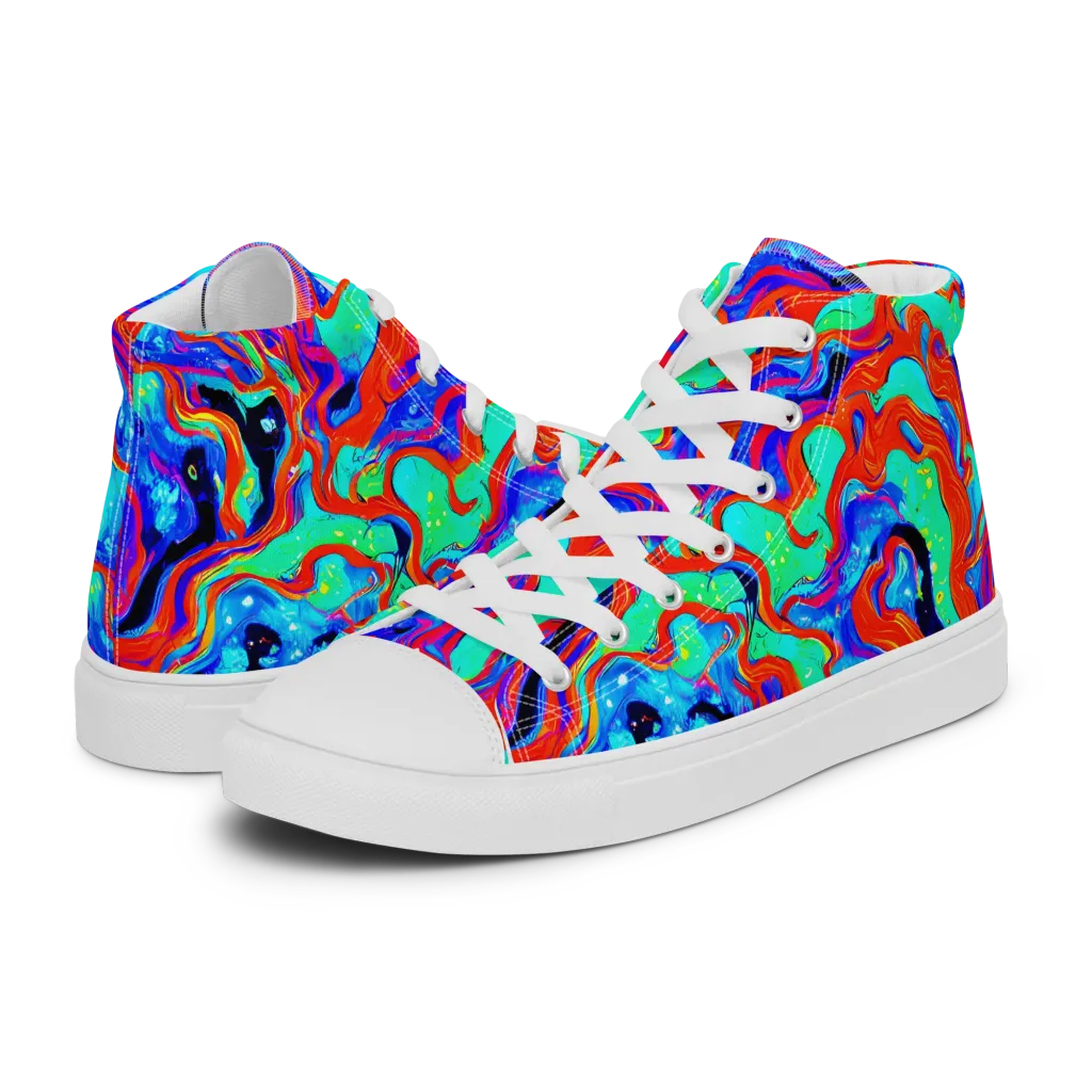 Flame Current on Women's High Top Canvas Shoes — Left
