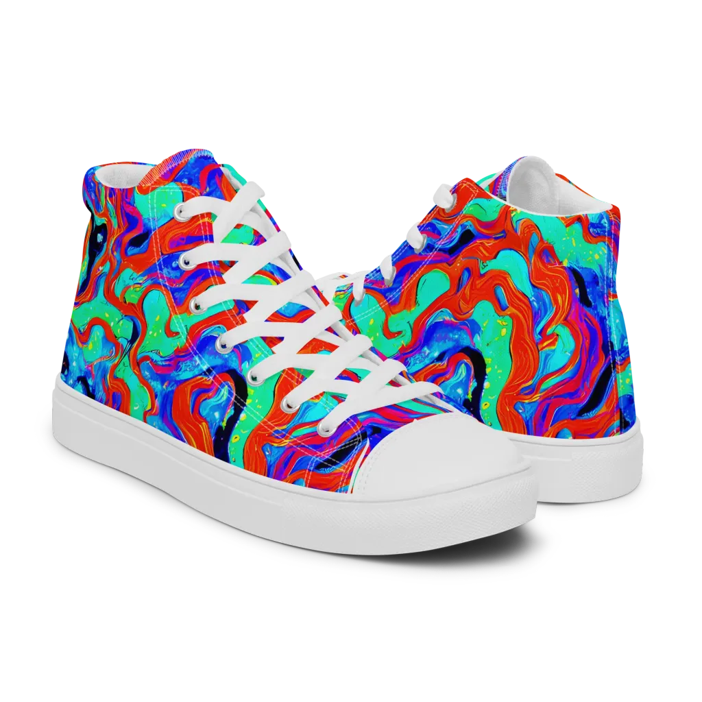 Flame Current on Women's High Top Canvas Shoes — Right