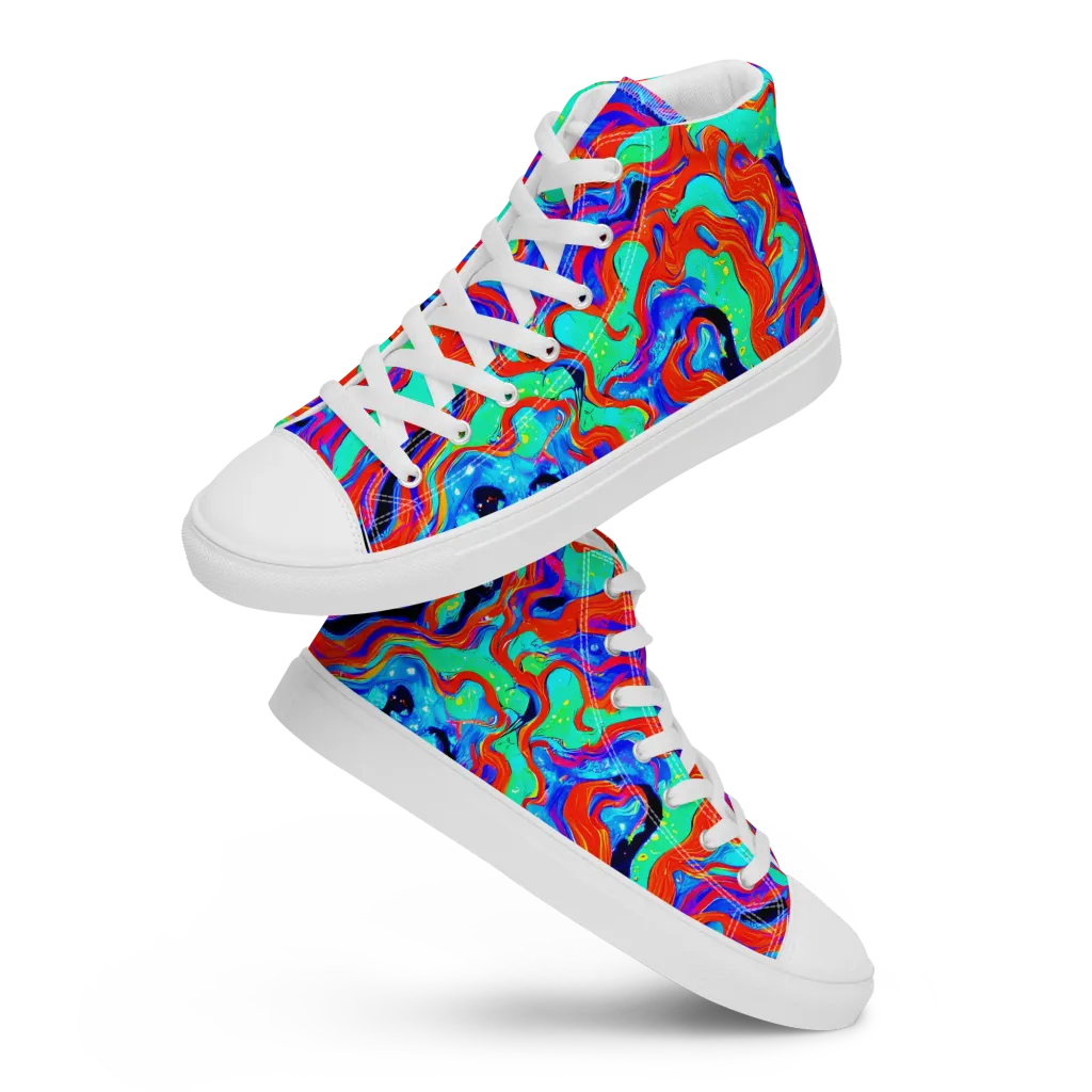 Flame Current on Women's High Top Canvas Shoes — Front