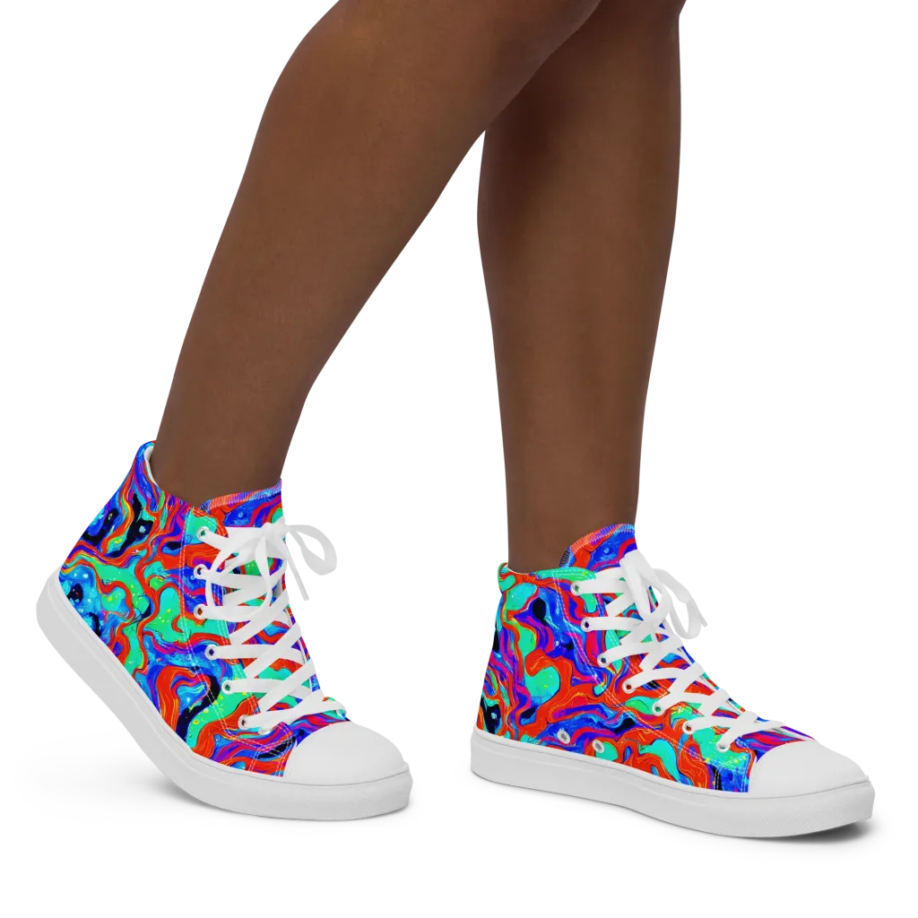 Flame Current on Women's High Top Canvas Shoes — Right