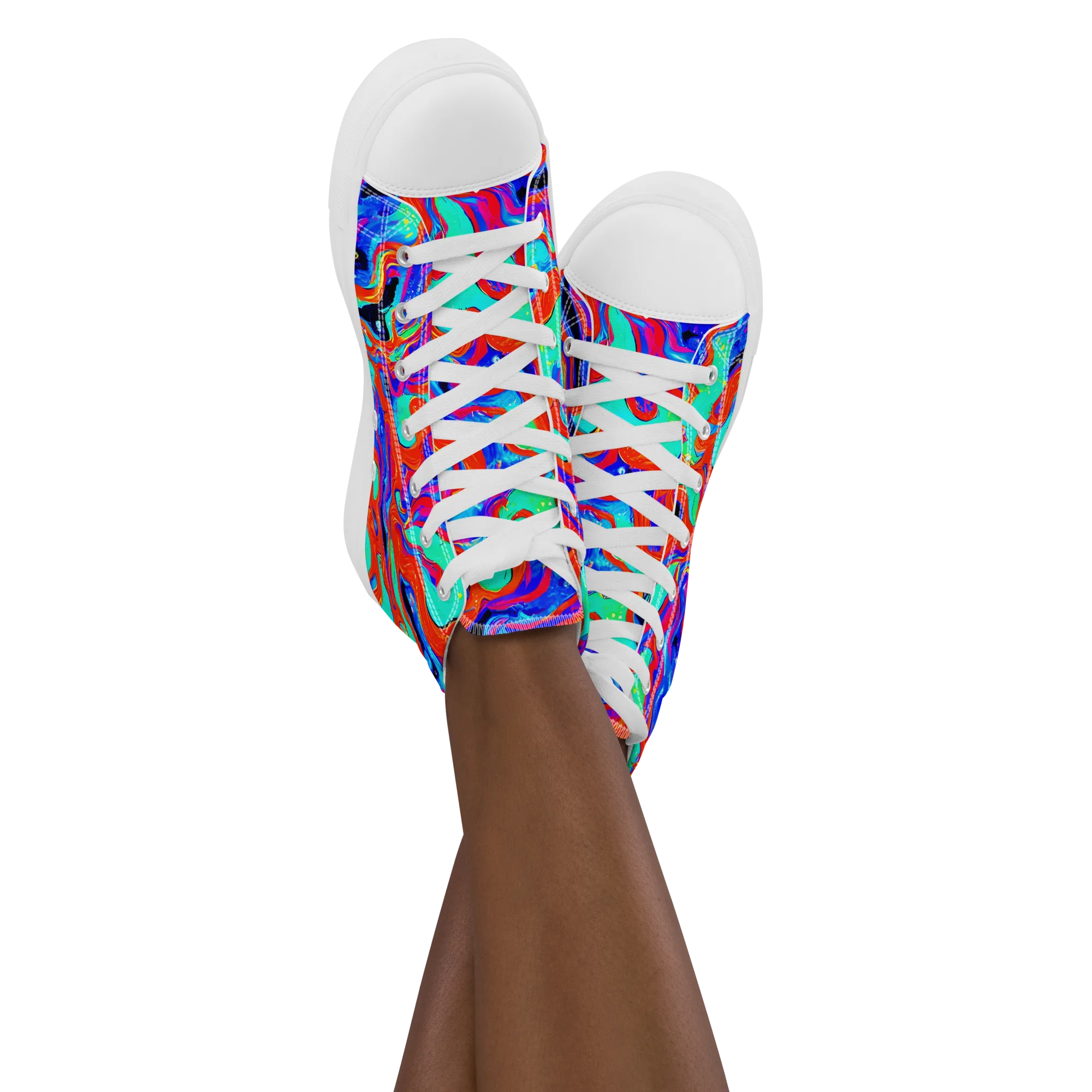 Flame Current on Women's High Top Canvas Shoes — Front