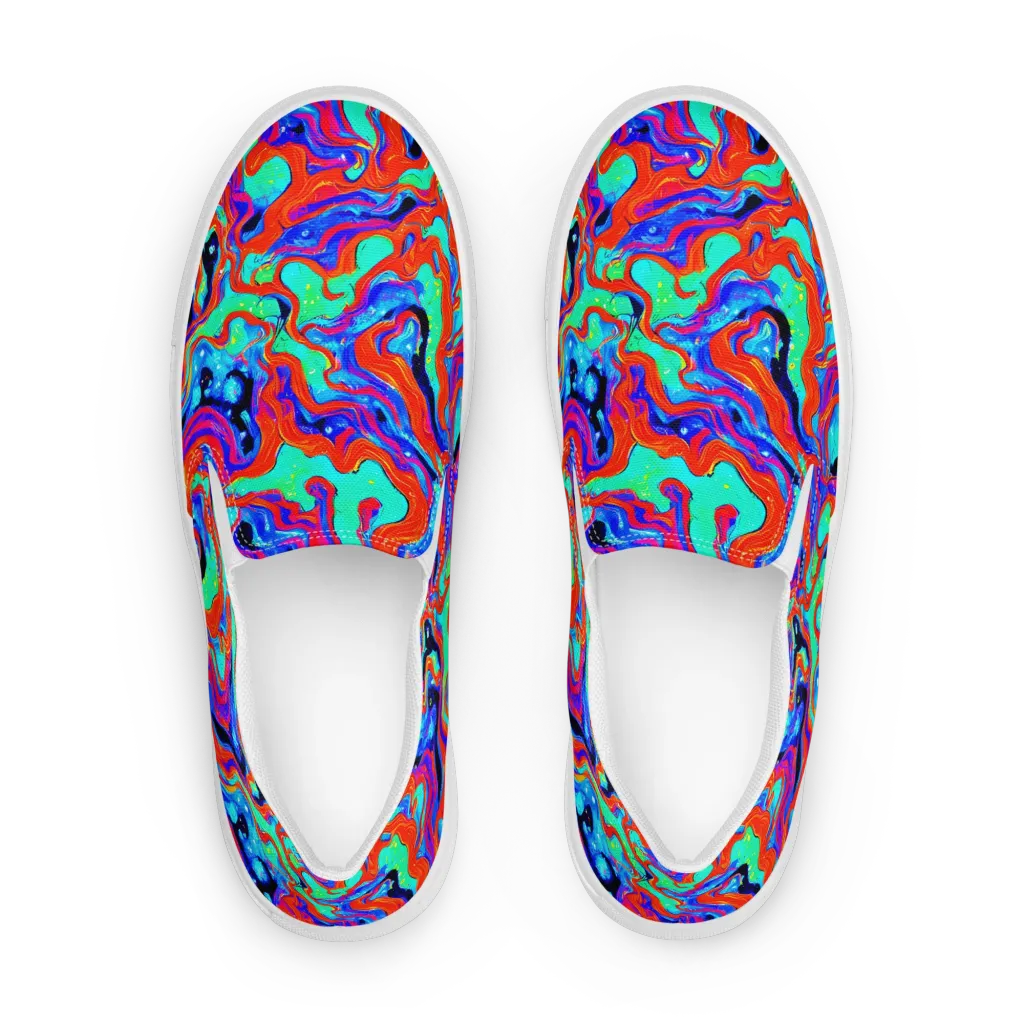 Flame Current on Men's Slip-On Canvas Shoes — Front