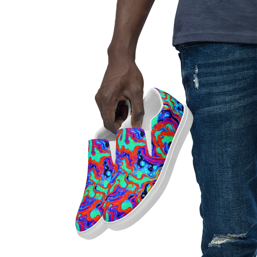 Flame Current on Men's Slip-On Canvas Shoes — Left Front