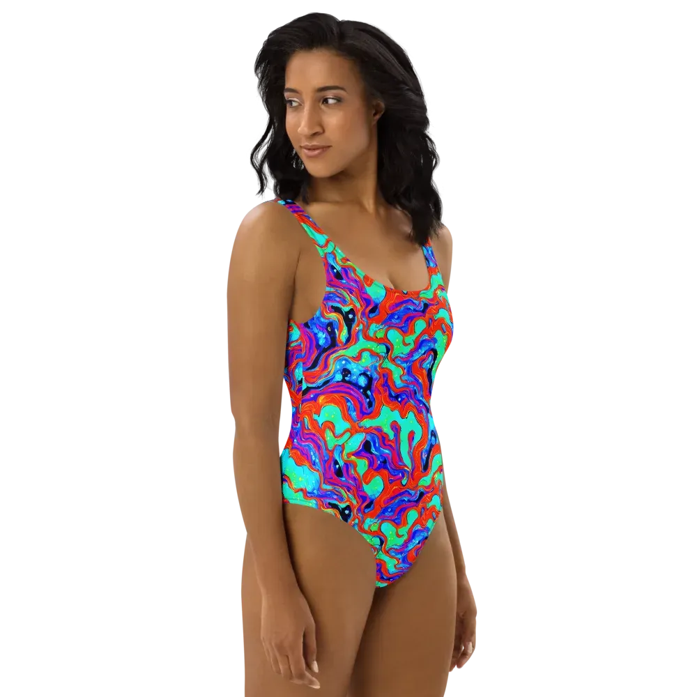 Flame Current on One-Piece Swimsuit — Right