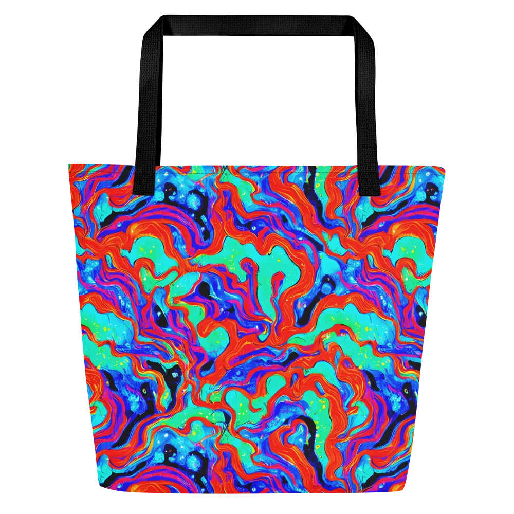 Flame Current on Large Tote Bag W/ Pocket — Front
