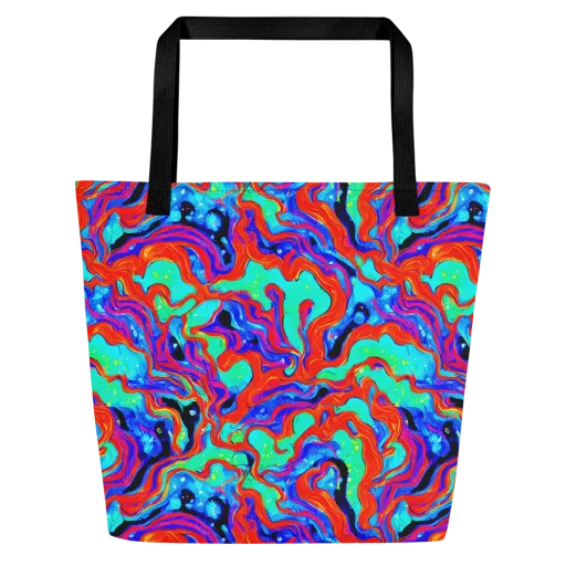 Flame Current on a Large Tote Bag W/ Pocket
