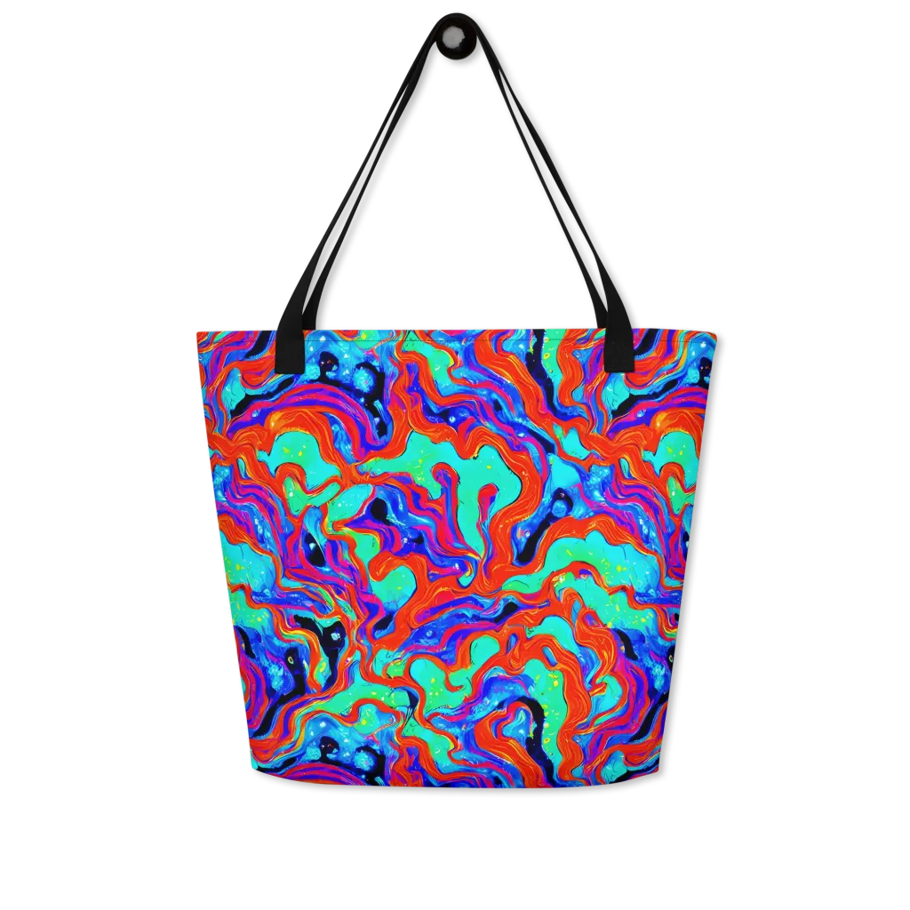 Flame Current on Large Tote Bag W/ Pocket — Front