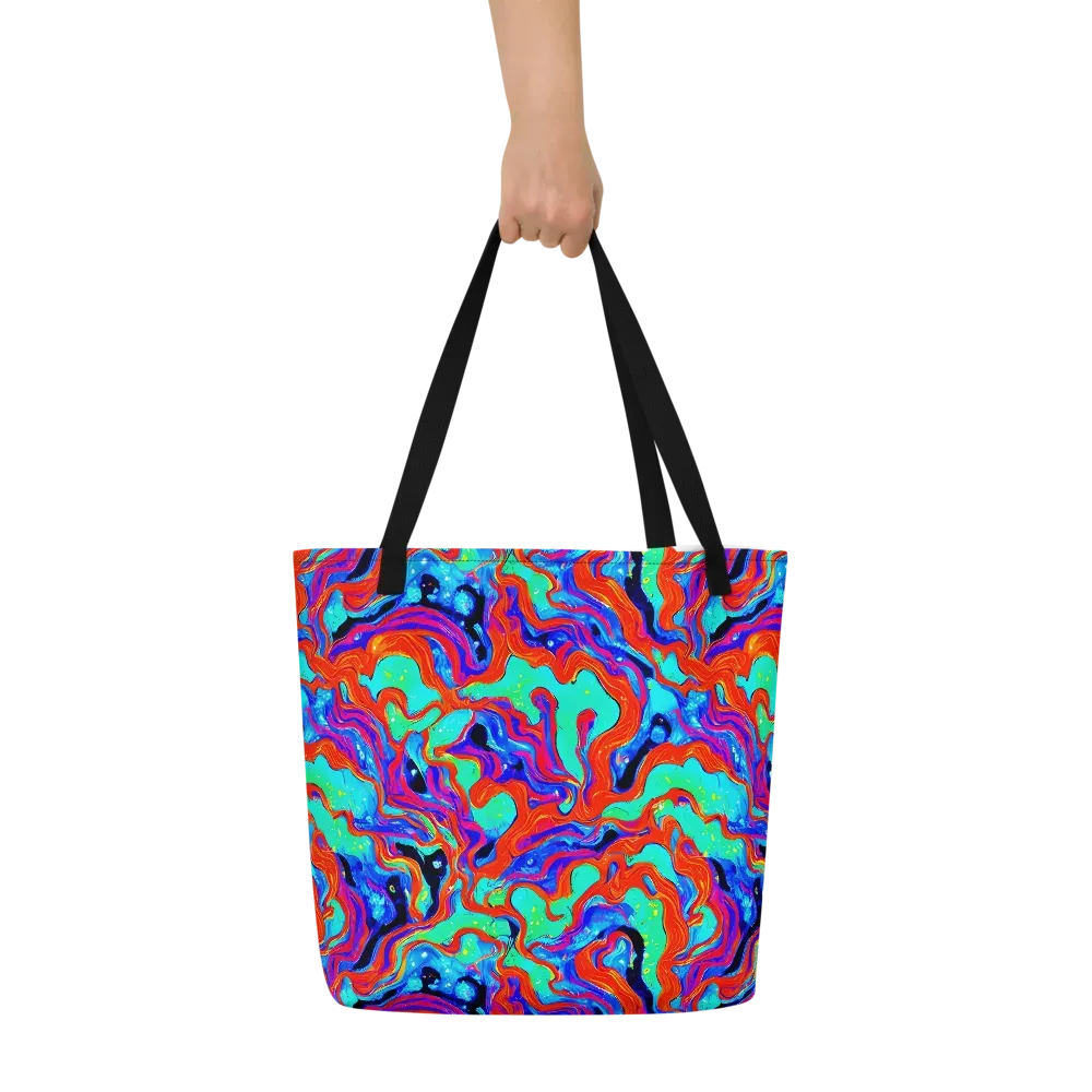 Flame Current on Large Tote Bag W/ Pocket — Front