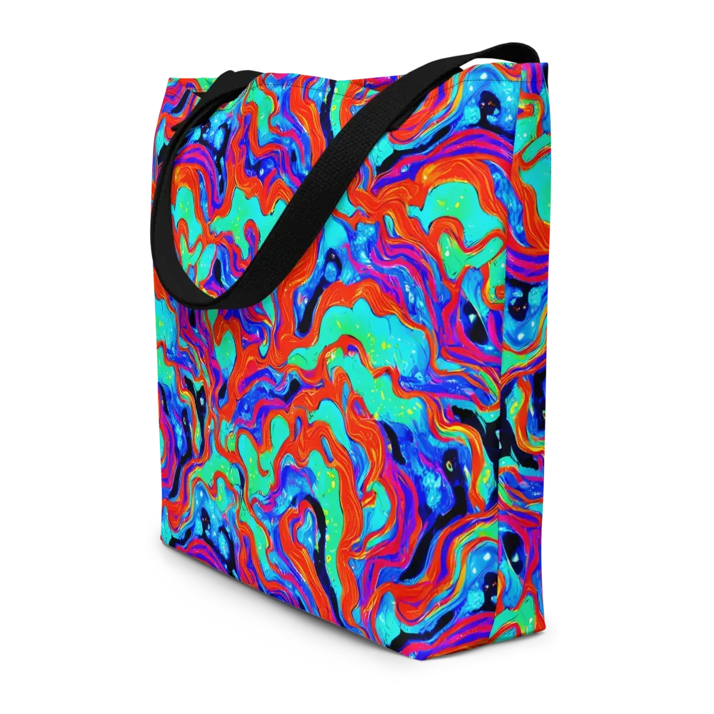 Flame Current on Large Tote Bag W/ Pocket — Front