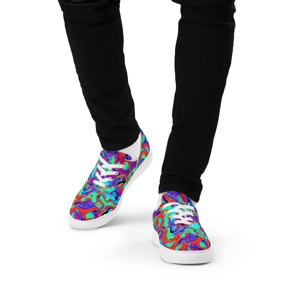 Flame Current on Men's Lace-Up Canvas Shoes — Front