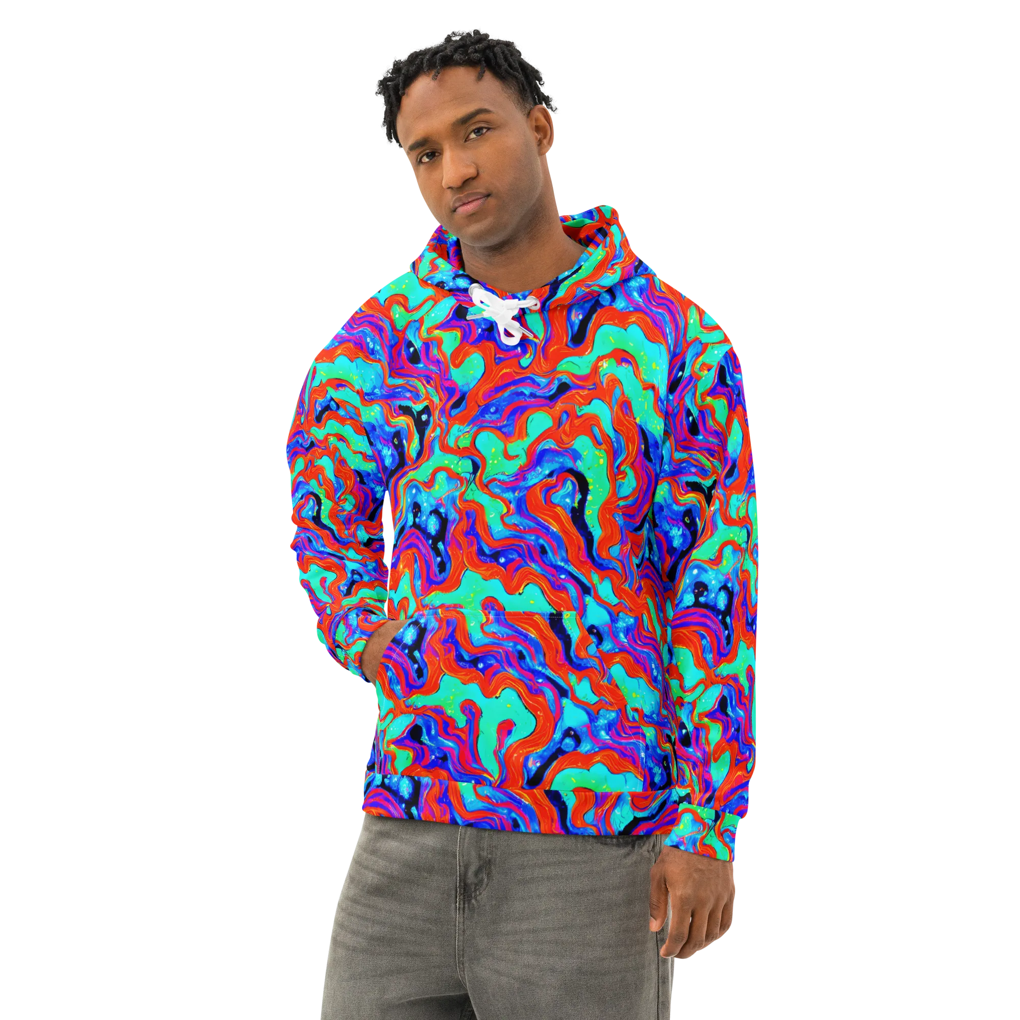 Flame Current on Cotton Hoodie — Left Front