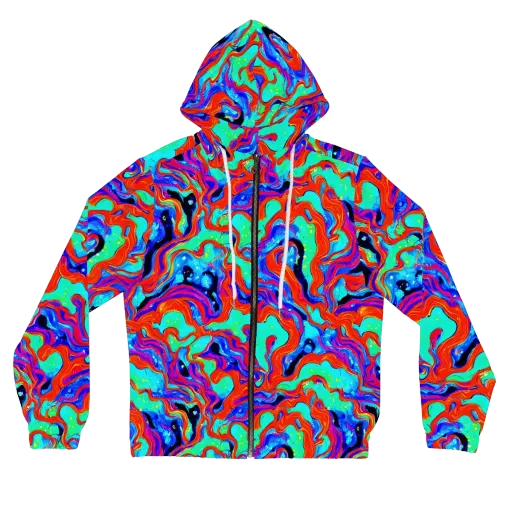 Flame Current on a Women's Full-Zip Hoodie