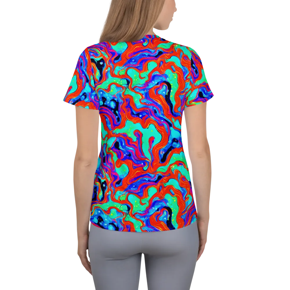Flame Current on Women's Athletic T-Shirt — Back