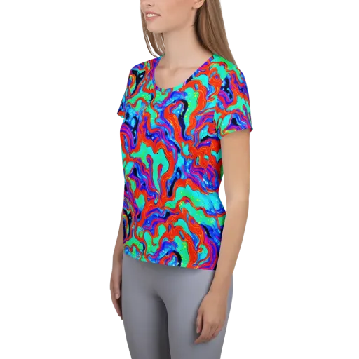 Flame Current on a Women's Athletic T-Shirt