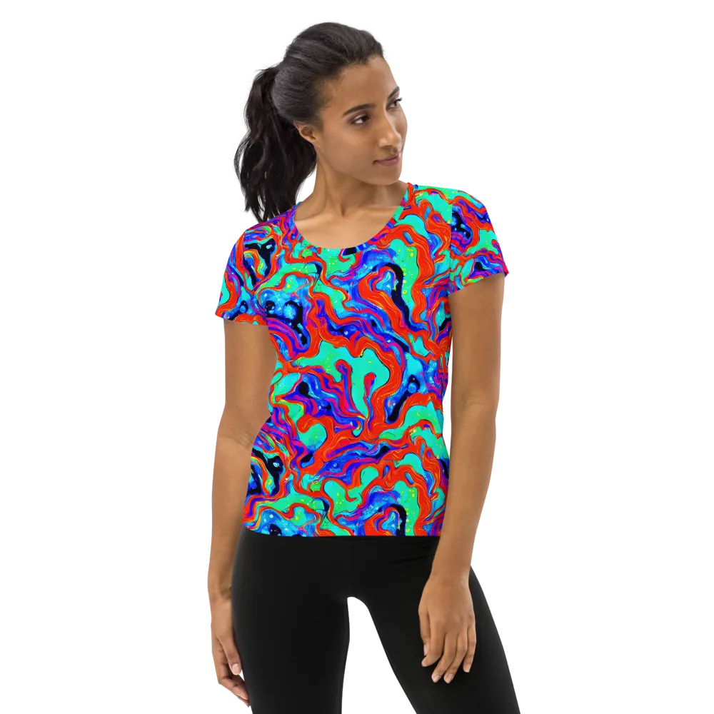 Flame Current on Women's Athletic T-Shirt — Front
