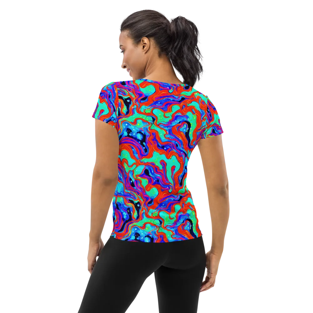 Flame Current on Women's Athletic T-Shirt — Back