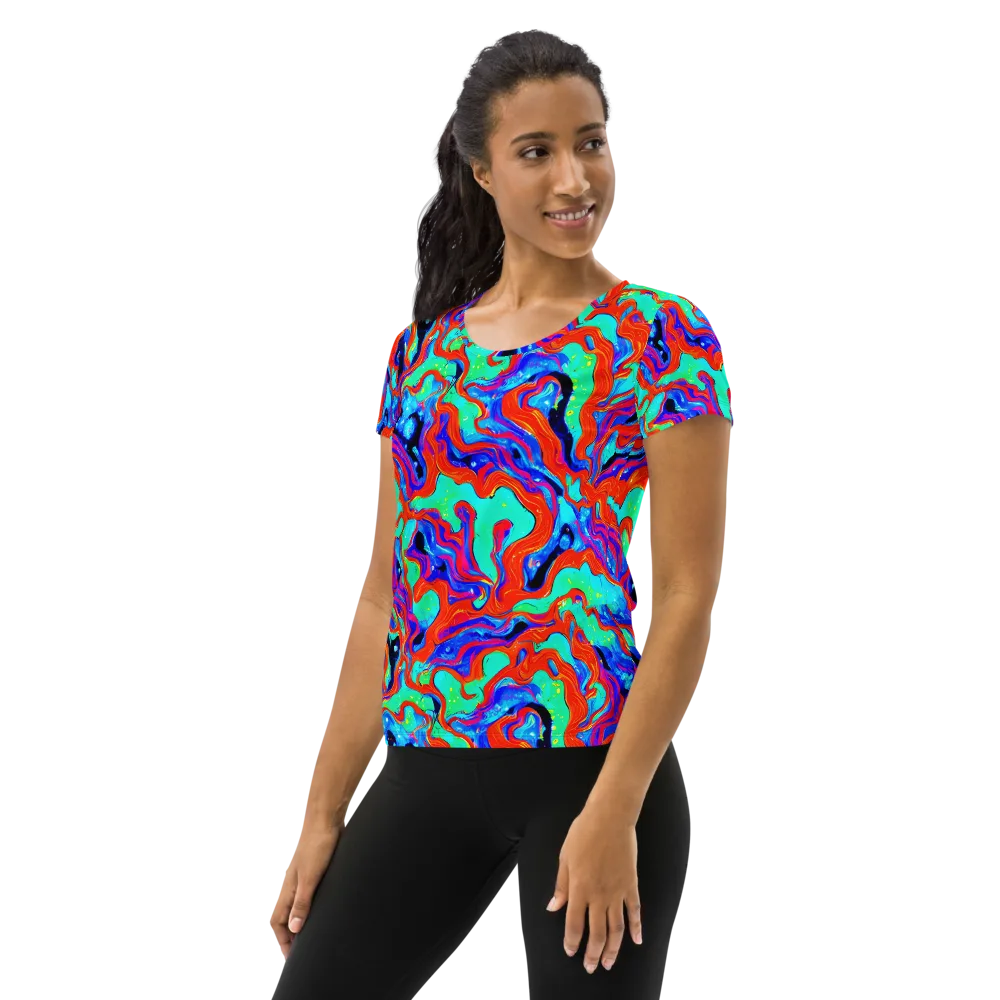 Flame Current on Women's Athletic T-Shirt — Left