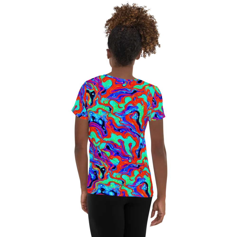 Flame Current on Women's Athletic T-Shirt — Back