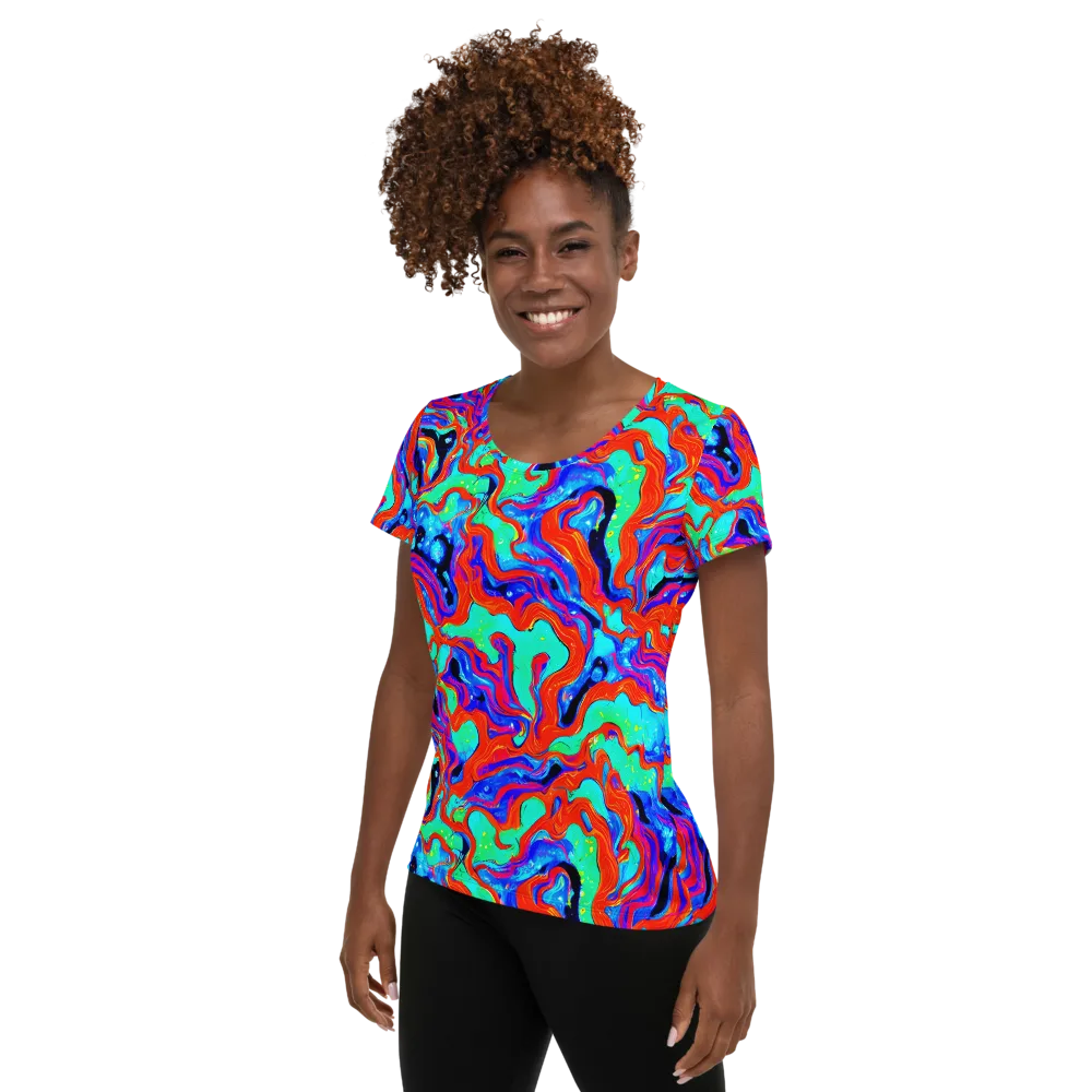 Flame Current on Women's Athletic T-Shirt — Left