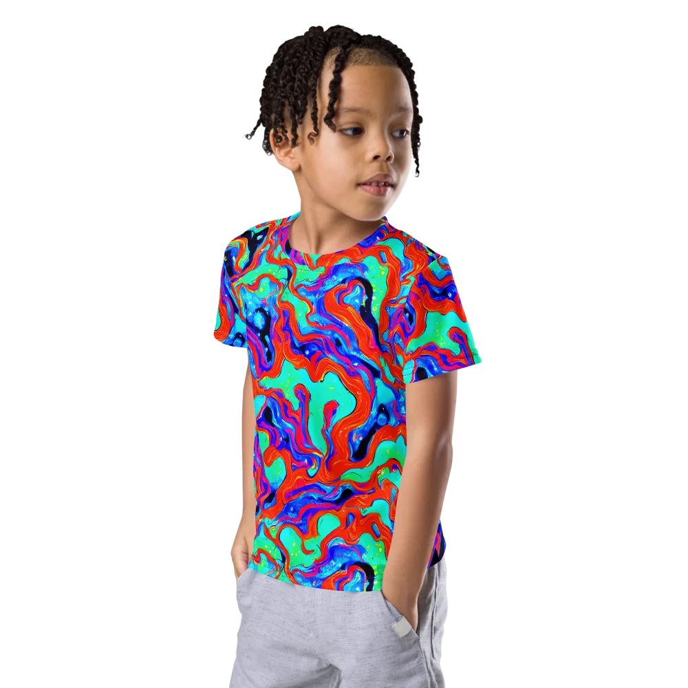 Flame Current on Kids Crew Neck T-Shirt — Left Front