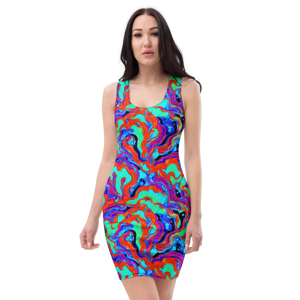 Flame Current on Bodycon Dress — Front