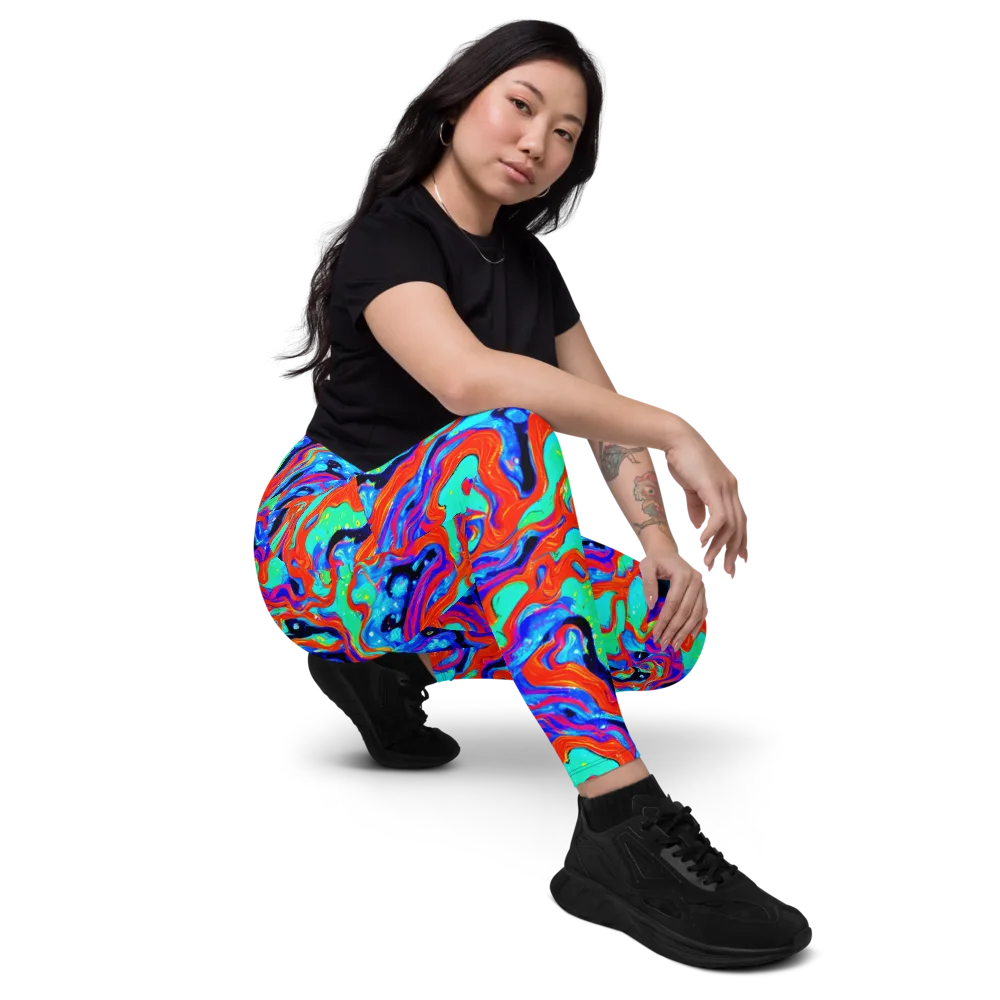 Flame Current on Leggings with Pockets — Right Front