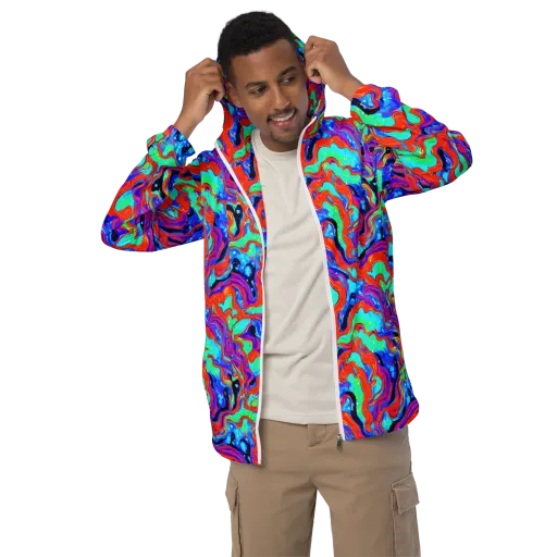 Flame Current on a Men's Windbreaker