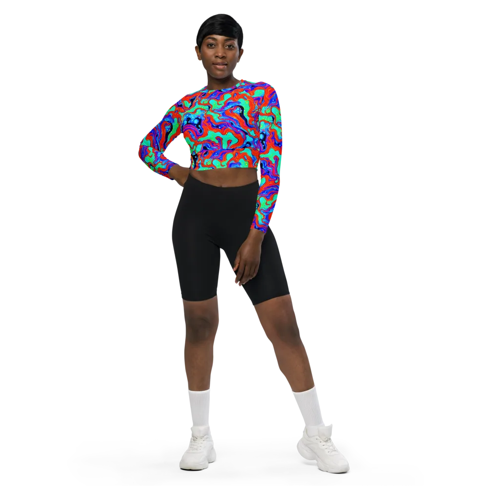 Flame Current on Long Sleeve Crop Top — Front