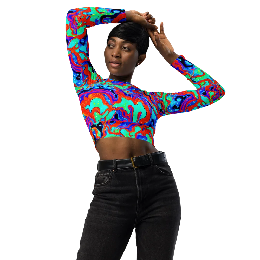 Flame Current on Long Sleeve Crop Top — Front