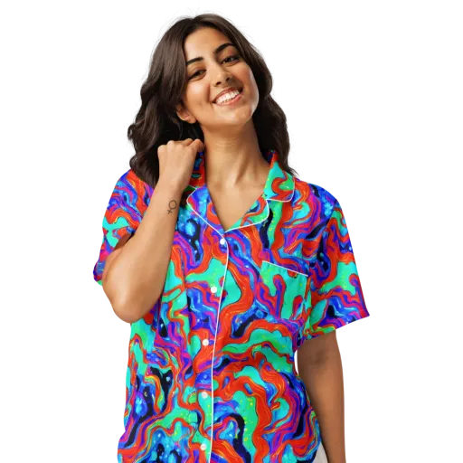 Flame Current on a Women's Short Sleeve Pajama Top