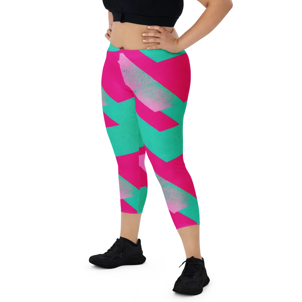Vivid Velocity on Capri Leggings — Front