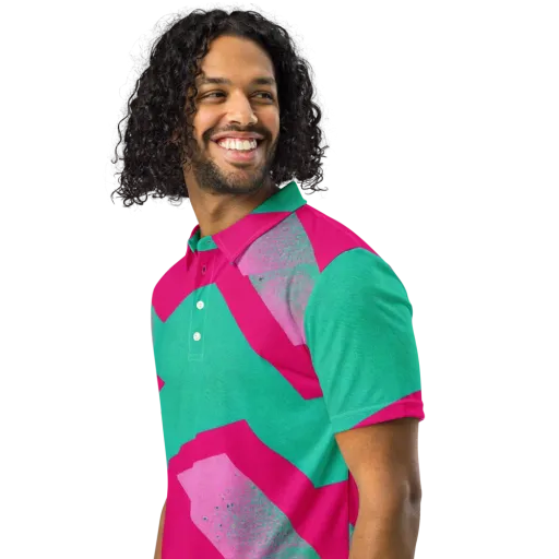 Vivid Velocity on a Men's Slim Fit Polo Shirt