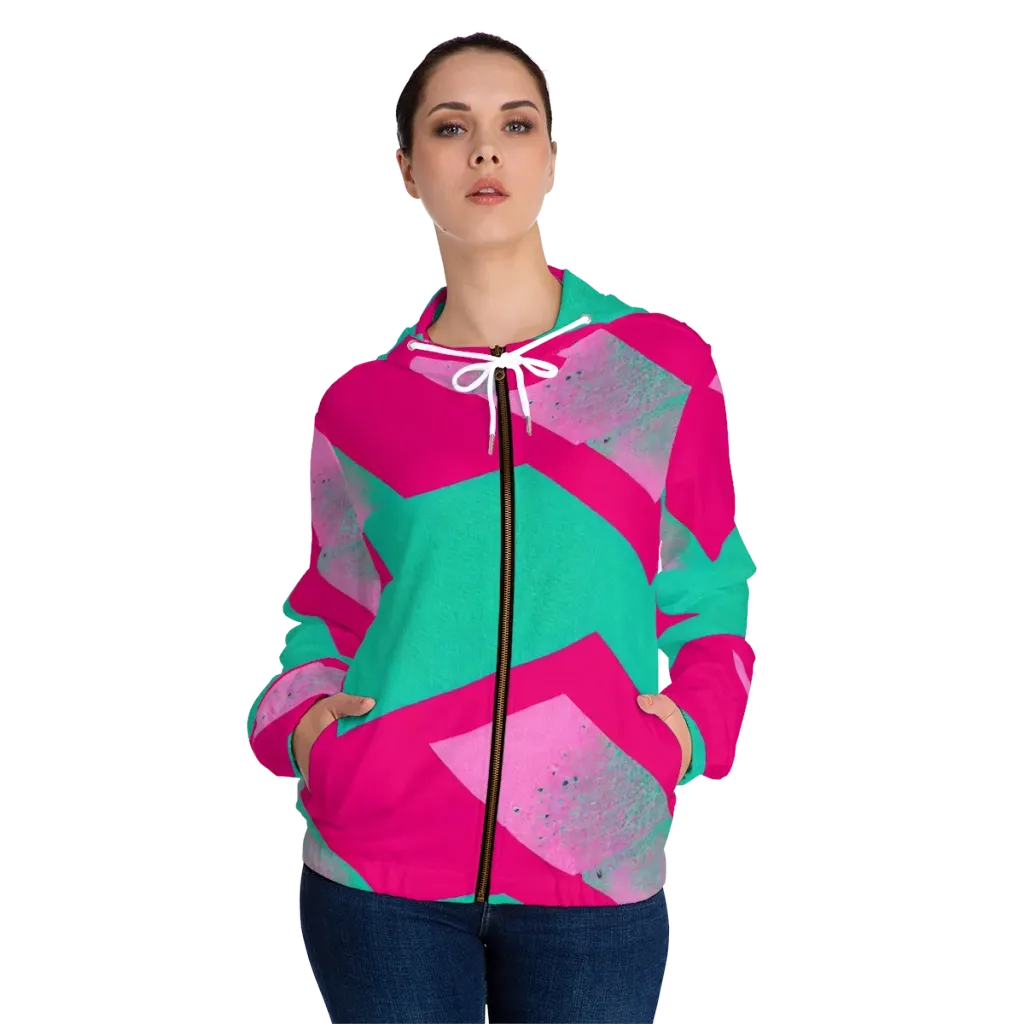 Vivid Velocity on Women's Full-Zip Hoodie — Front On Person