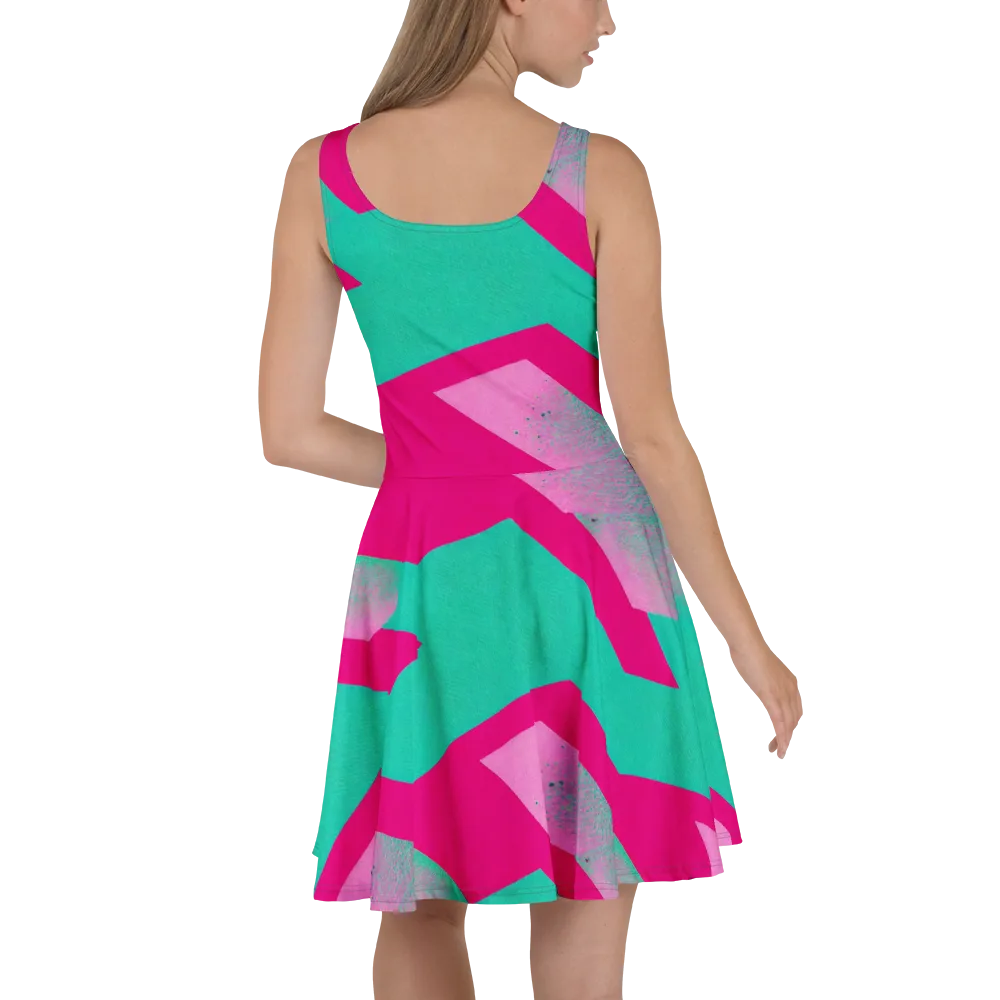 Vivid Velocity on Skater Dress — Back