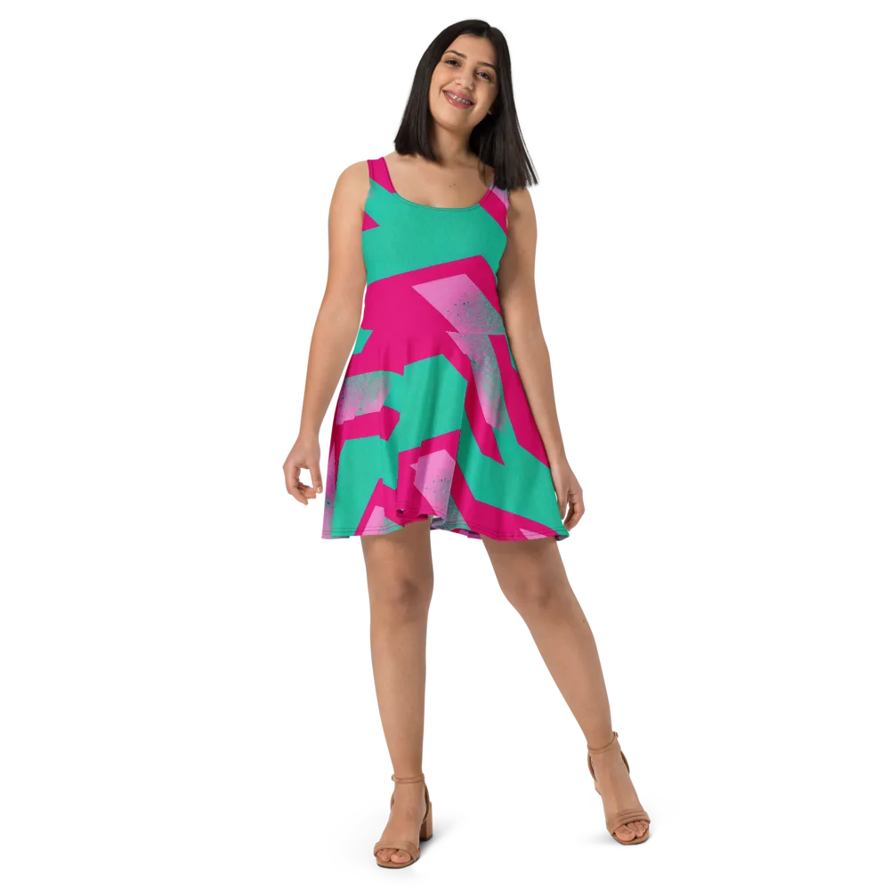 Vivid Velocity on Skater Dress — Front