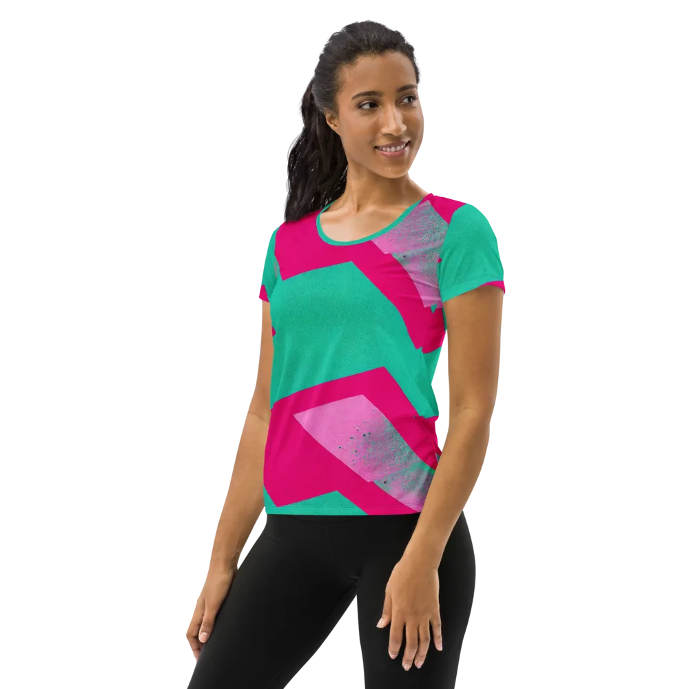 Vivid Velocity on Women's Athletic T-Shirt — Left