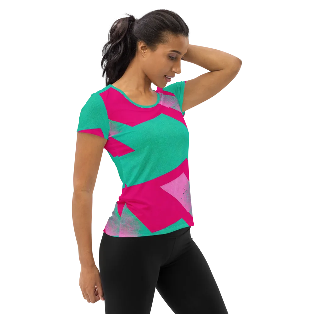 Vivid Velocity on Women's Athletic T-Shirt — Right