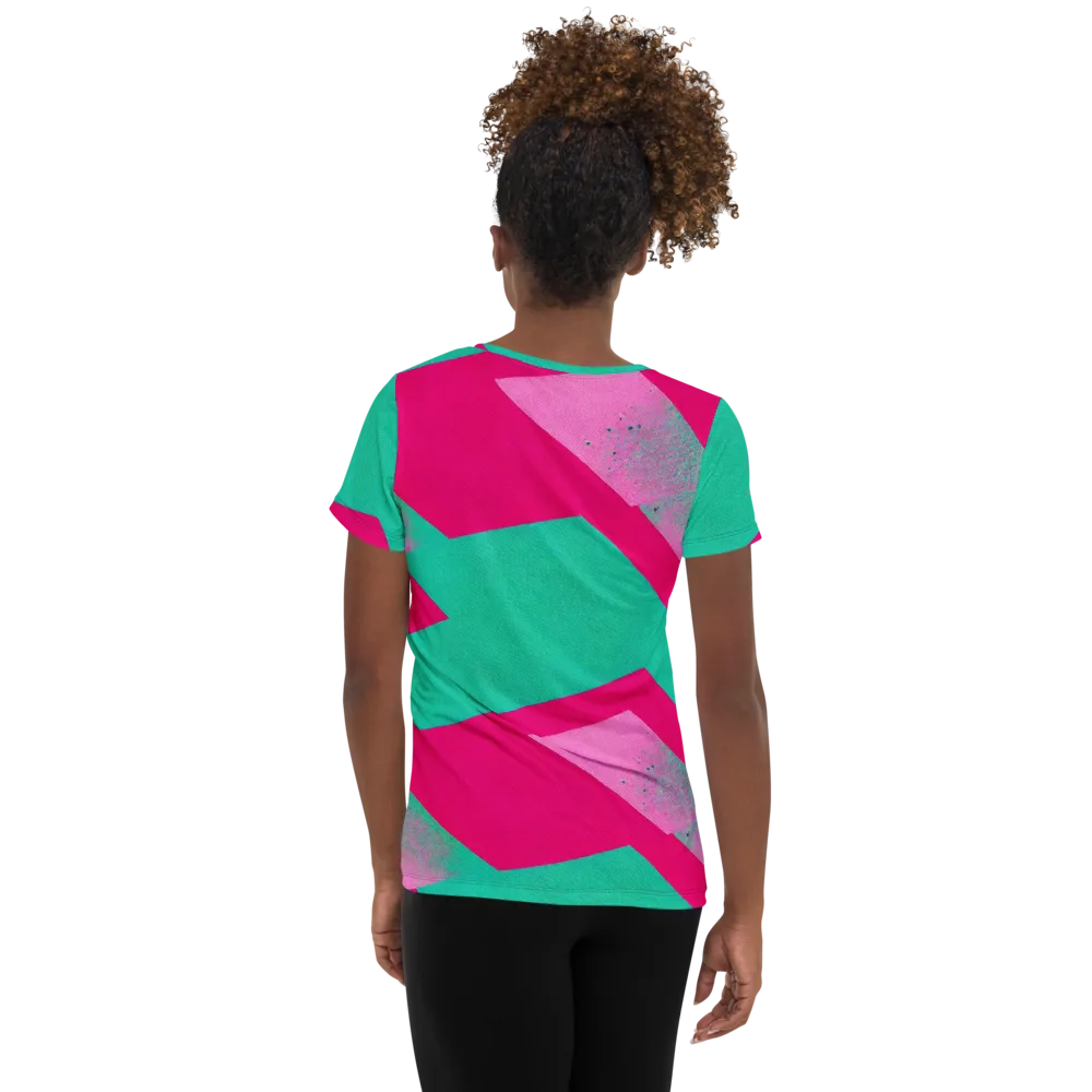 Vivid Velocity on Women's Athletic T-Shirt — Back