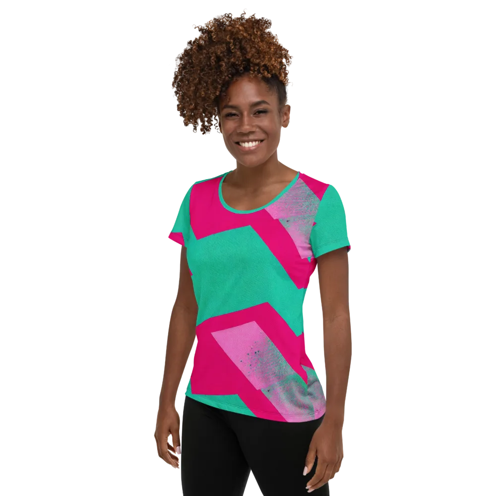 Vivid Velocity on Women's Athletic T-Shirt — Left