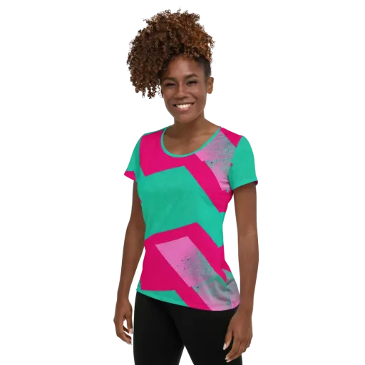 Vivid Velocity on a Women's Athletic T-Shirt