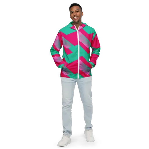 Vivid Velocity on a Men's Windbreaker